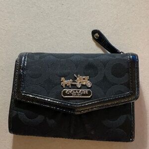 Excellent condition Coach trifold black with insignia Patton trim